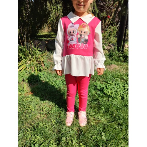 Elegancki komplet masełkowy dla dziewczynki LABUBU - różowy Elegancki komplet masełkowy dla dziewczynki LABUBU - różowy