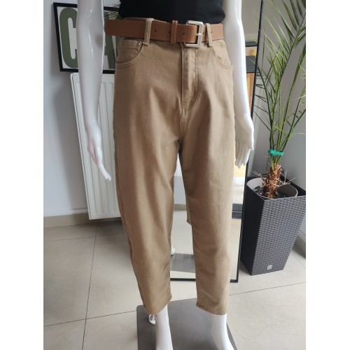 Jeansowe spodnie Balloon fit - safari