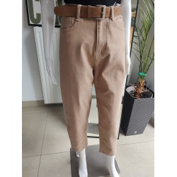 Jeansowe spodnie Balloon fit - ciemnobeżowy