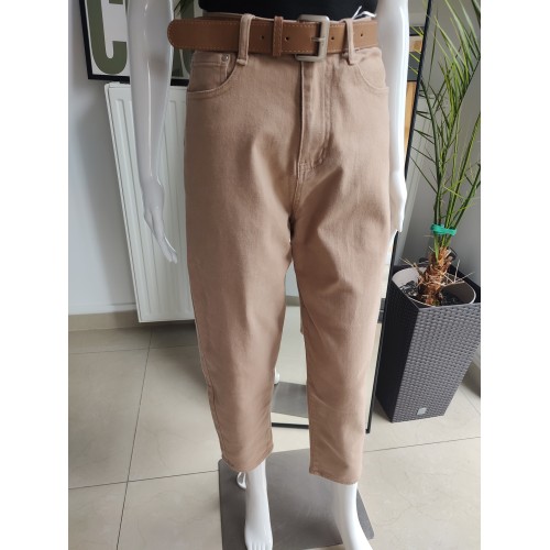 Jeansowe spodnie Balloon fit - ciemnobeżowy