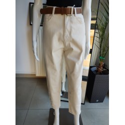Jeansowe spodnie Balloon fit - kremowy