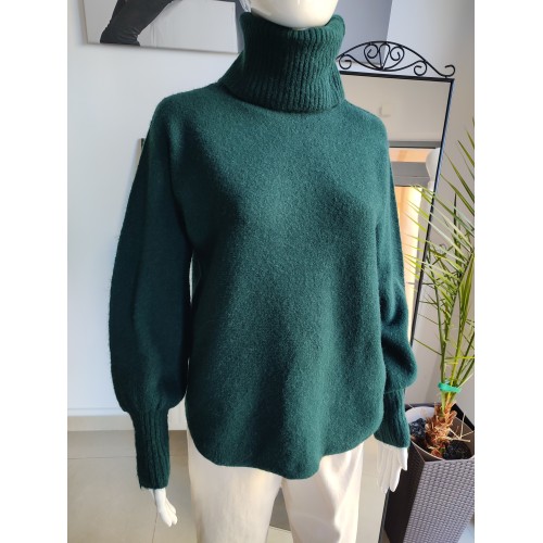 Golf wysoki z Baby Alpaca - butelkowa zieleń