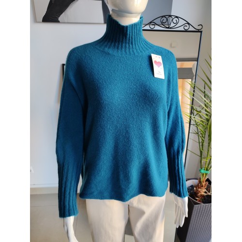 Półgolf z Baby Alpaca - niebieski morski