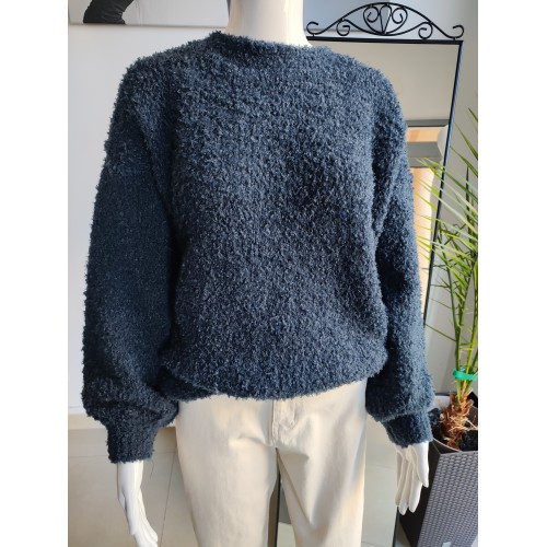 Baby-Alpaka-Pullover aus Lammfell – Marineblau