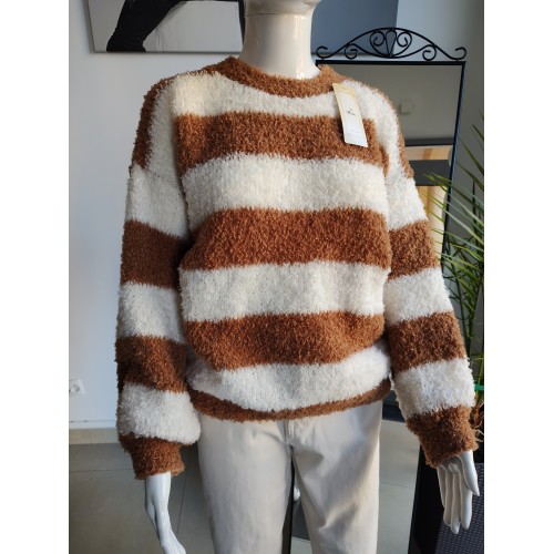 Sweter baranek w paski z Baby Alpaca - kamel Sweter baranek w paski z Baby Alpaca - kamel