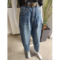 Jeansowe spodnie Balloon fit - niebieski