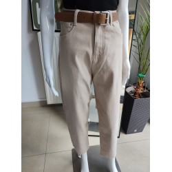 Jeansowe spodnie Balloon fit - beżowy