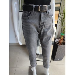 Jeansowe spodnie boyfriend - grafitowy