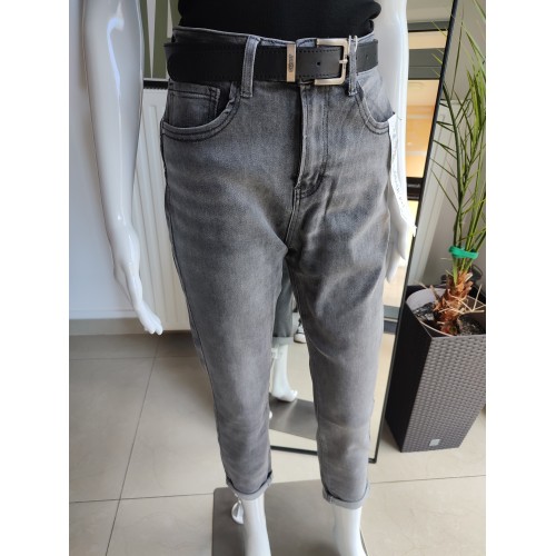 Jeansowe spodnie boyfriend - grafitowy