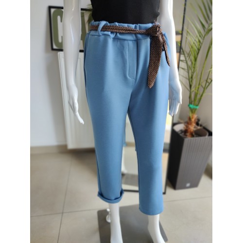 Masełkowe spodnie z paskiem - niebieski Masełkowe spodnie z paskiem - niebieski