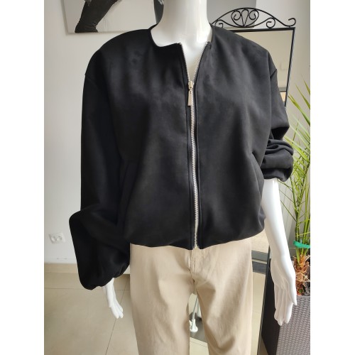 Wildleder-Bomberjacke – Schwarz Wildleder-Bomberjacke – Schwarz