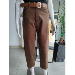 Jeansowe spodnie Balloon fit - czekoladowy