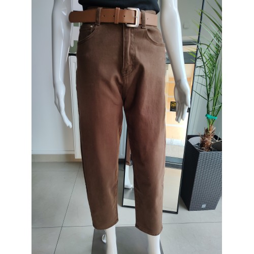 Jeansowe spodnie Balloon fit - czekoladowy