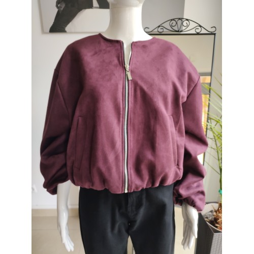 Wildleder-Bomberjacke – Kirsche