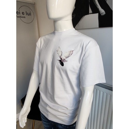 T-Shirt Taube mit Granate - weiß