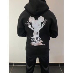 Kapuzenpullover mit Mausmotiv - schwarz