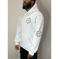 Blumen-Kapuzenpullover - weiß
