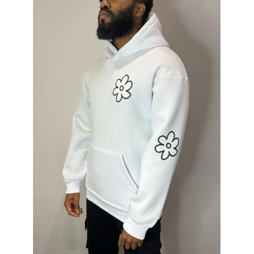 Blumen-Kapuzenpullover - weiß