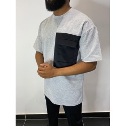T-Shirt mit Tasche - grau