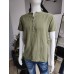 Linen T-shirt with buttons - olive