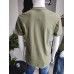 Linen T-shirt with buttons - olive