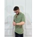 Linen T-shirt with loop buttons - olive