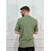 Linen T-shirt with loop buttons - olive