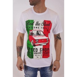 T-Shirt mit buntem Fiat-Aufdruck - weiß