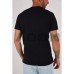 Linen T-shirt with buttons - black