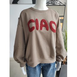 Bluza oversize z napisem Ciao - fango Bluza oversize z napisem Ciao - fango