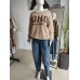 Sweter z napisem Soho - camelowy