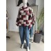 Oversized Checked Sweater - Brown