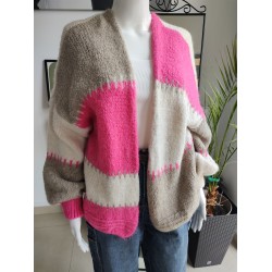 Krótki kardigan oversize - fuksja