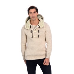 Pullover mit Plüschkapuze - beige