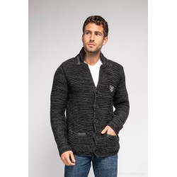 Strickjacke mit Stehkragen - schwarz