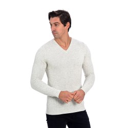 Pullover mit geometrischem Muster - ecru