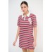 Sukienka polo w paski - czerwony