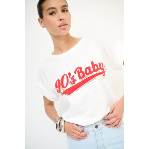Bawełniana koszulka "90's Baby" - biały Bawełniana koszulka "90's Baby" - biały