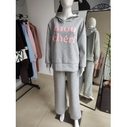 Mon cheri Oversized Hooded Sweatshirt - Gray
