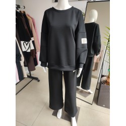 Oversized buttery tracksuit with patch - black