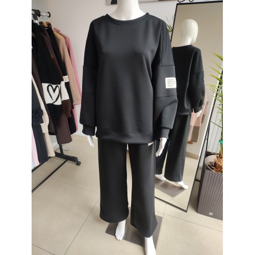 Oversized buttery tracksuit with patch - black