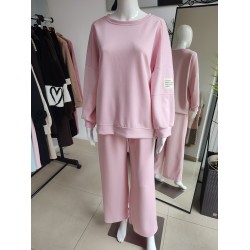Oversized buttery tracksuit with patch - pink