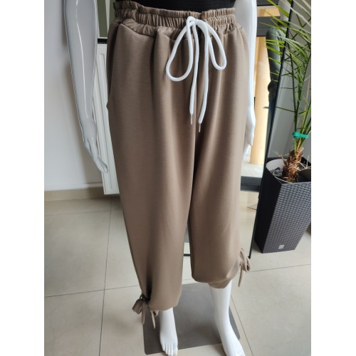 Butter-like sweatpants with ties - fango