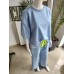 Butter-like tracksuit set with short sleeves, neon - baby blue Butter-like tracksuit set with short sleeves, neon - baby blue