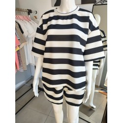 Butter summer tracksuit set with stripes and patch - white/black Butter summer tracksuit set with stripes and patch - white/black