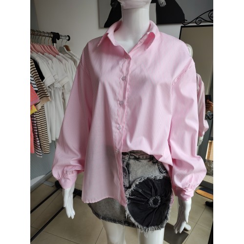 Gestreiftes Oversize-Hemd – Rosa Gestreiftes Oversize-Hemd – Rosa