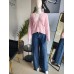 Wide Leg Jeans with stitches - dark blue