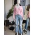 Wide Leg Jeans with abrasions - blue