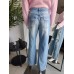 Wide Leg Jeans with abrasions - blue