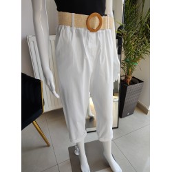 Baumwollhose mit Gummiband - weiß